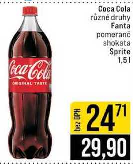 Coca Cola Fanta pomeranč shokata Sprite 1,5l