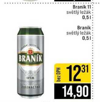 Branik 11 světlý ležák 0,5l Braník světlý ležák 0,5l