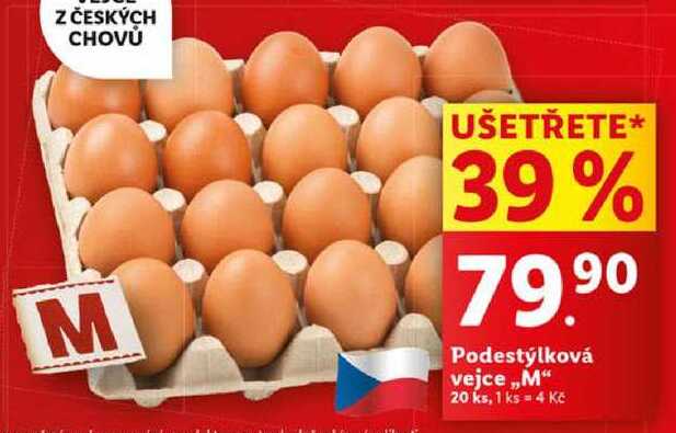 Podestýlková vejce ,,M", 20 ks