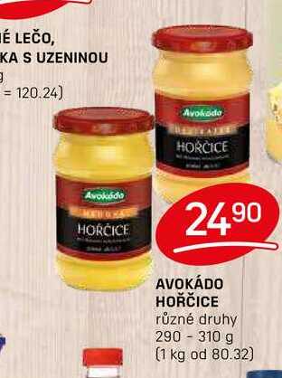 AVOKÁDO HOŘČICE různé druhy 290 - 310 g 