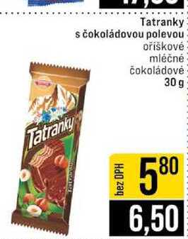 Tatranky s čokoládovou polevou oříškové mléčné čokoládové 30 g