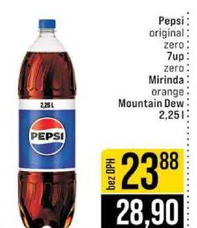 Pepsi original zero 7up zero Mirinda orange Mountain Dew 2,25l