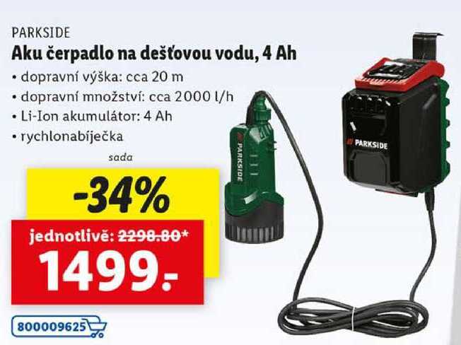 Aku čerpadlo na dešťovou vodu, 4 Ah 