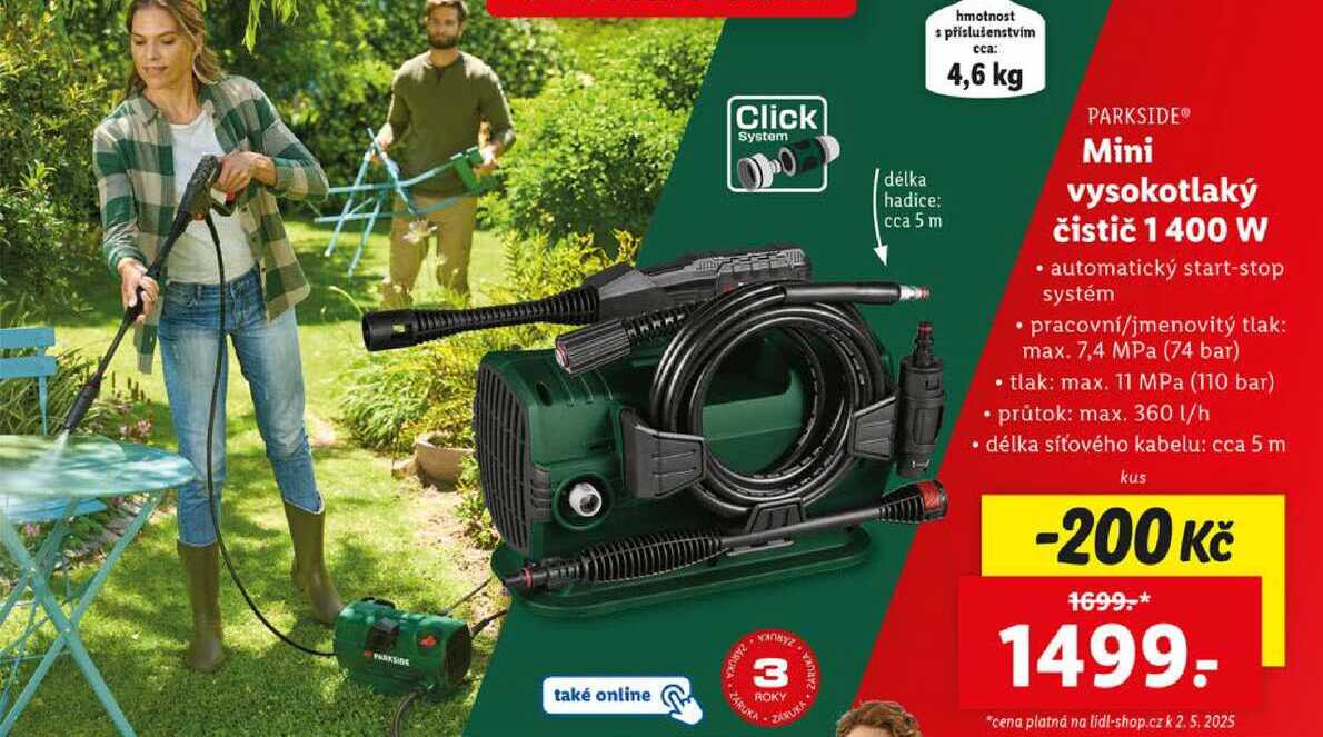 Mini vysokotlaký čistič 1400 W