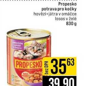 Propesko potrava pro kočky hovězí+játra v omáčce losos v želė 830 g 