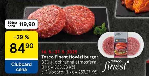 Tesco Finest Hovězí burger, 330 g