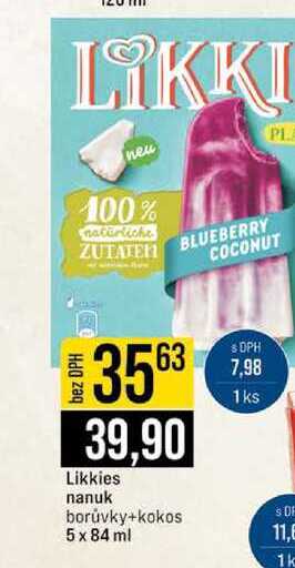 Likkies nanuk borůvky+kokos 5 x 84 ml