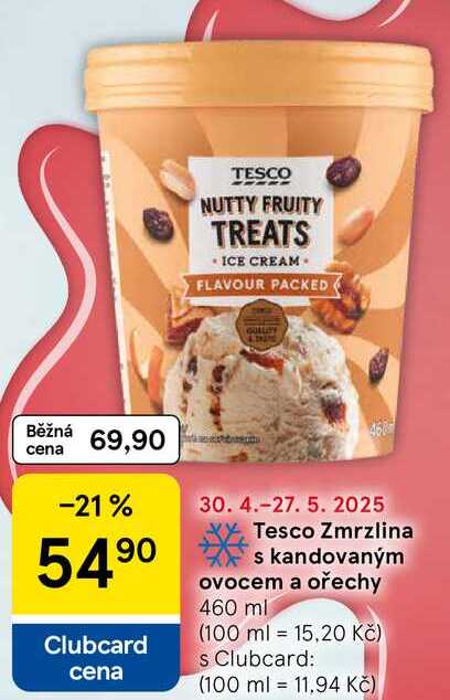 Tesco Zmrzlina s kandovaným ovocem a ořechy, 460 ml  