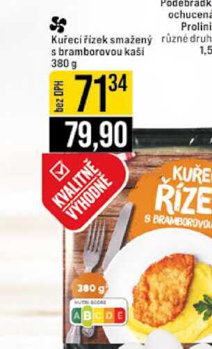 Kuřecí řízek smažený různé druh s bramborovou kaši 380 g