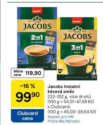 Jacobs Instatní kávová směs, 222-252 g, více druhů 