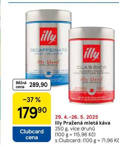 Illy Pražená mletá káva, 250 g, více druhů 