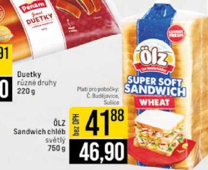 ÖLZ Sandwich chléb světlý 750 g 