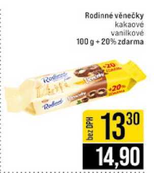 Rodinné věnečky kakaové vanilkové 100 g +20% zdarma