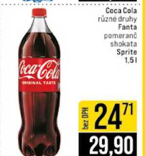 Coca Cola různé druhy Fanta pomeranč shokata Sprite 1,5l