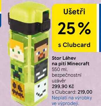 Stor Láhev na pití Minecraft 550 ml. bezpečnostní uzávěr  