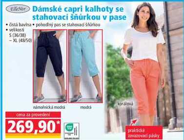 Dámské capri kalhoty se stahovací šňůrkou v pase