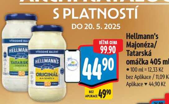 Hellmann's Tatarská omáčka, Majonéza 405 ml, vybrané druhy