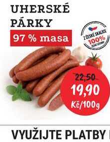 UHERSKÉ PÁRKY 97% masa 100g