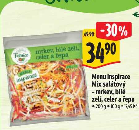  Menu inspirace Mix salátový mrkev, bílé zelí, celer a řepa 200 g 