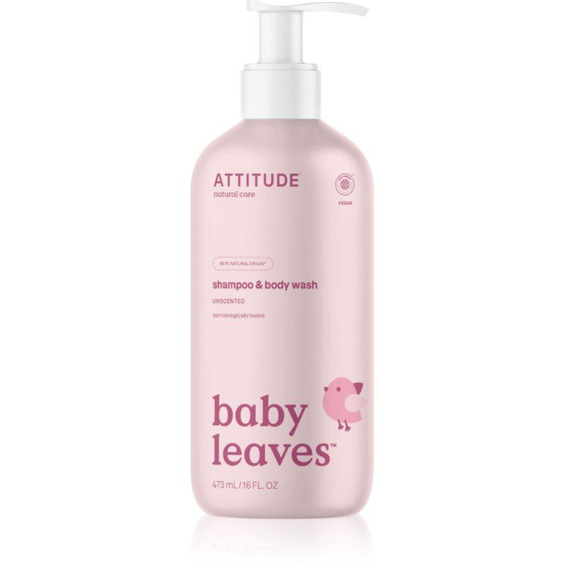 Attitude Baby Leaves Unscented sprchový gel a šampon 2 v 1 pro děti 473 ml