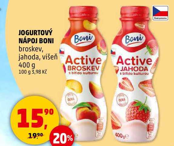 JOGURTOVÝ NÁPOJ BONI broskev, 400 g