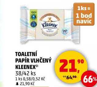 TOALETNÍ PAPÍR VLHČENÝ KLEENEX, 38/42 ks 
