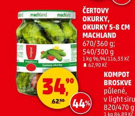 ČERTOVY OKURKY, OKURKY 5-8 CM MACHLAND, 670/360 g; 540/300 g 