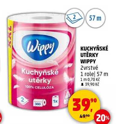 KUCHYŇSKÉ UTĚRKY WIPPY 2vrstvé, 1 role  