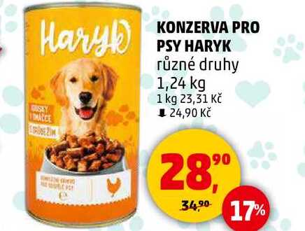 KONZERVA PRO PSY HARYK různé druhy, 1,24 kg 