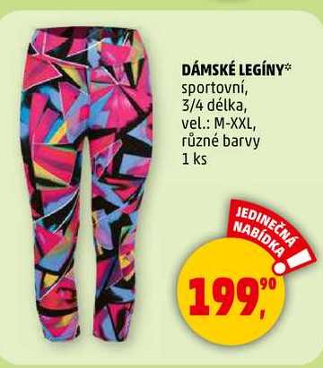 DÁMSKÉ LEGÍNY sportovní, 3/4 délka, vel.: M-XXL, různé barvy, 1 ks 