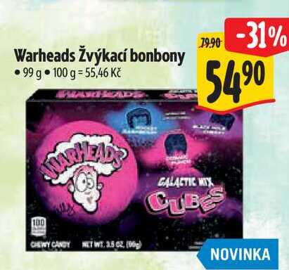 Warheads Žvýkací bonbony, 99 g