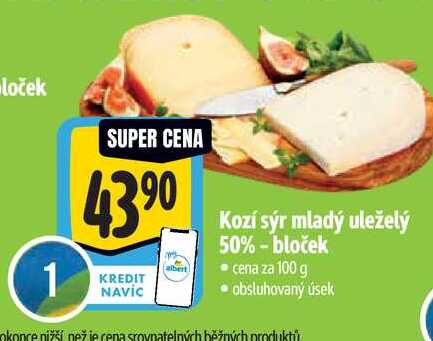   Kozí sýr mladý uleželý 50%-bloček  100 g