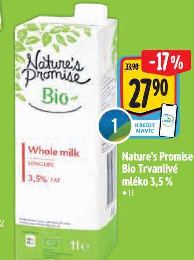 Nature's Promise Bio Trvanlivé mléko 3,5%, 1 l