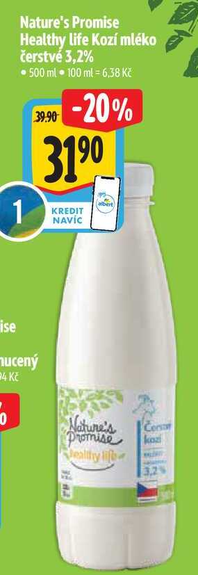Nature's Promise Healthy life Kozí mléko čerstvé 3,2%, 500 ml 