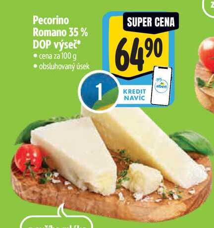 Pecorino Romano 35% DOP výseč, cena za 100 g 