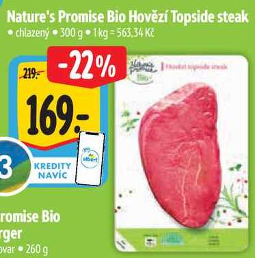 Nature's Promise Bio Hovězí Topside steak, 300 g