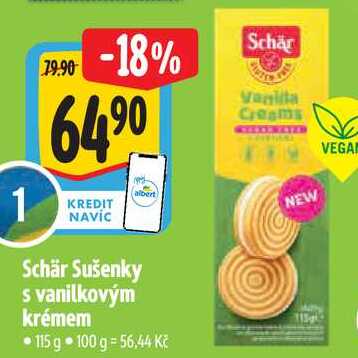 Schär Sušenky s vanilkovým krémem, 115 g