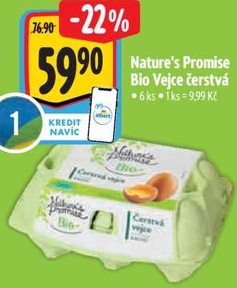 Nature's Promise Bio Vejce čerstvá, 6 ks
