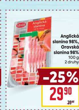Anglická slanina 98%, Oravská slanina 98% 100g