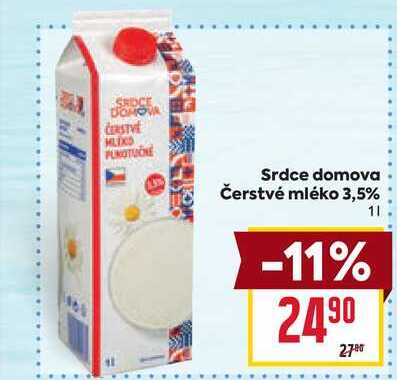 Srdce domova Čerstvé mléko 3,5% 1l