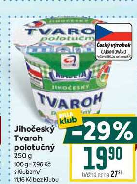 Jihočeský Tvaroh polotučný 250 g 