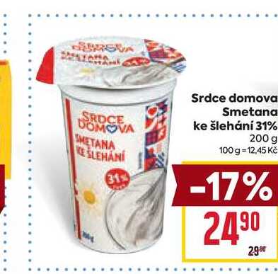 Srdce domova Smetana ke šlehání 31% 200 g