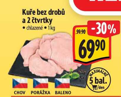 Kuře bez drobů a 2 čtvrtky  1 kg