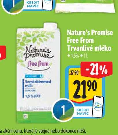  Nature's Promise Free From Trvanlivé mléko 1,5% 1 l