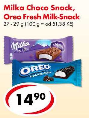 Milka Choco Snack, Oreo Fresh Milk-Snack, 27-29 g