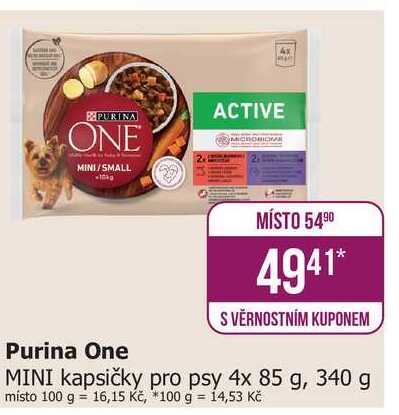 Purina One kapsičky pro psy 4x 85 g, 340 g
