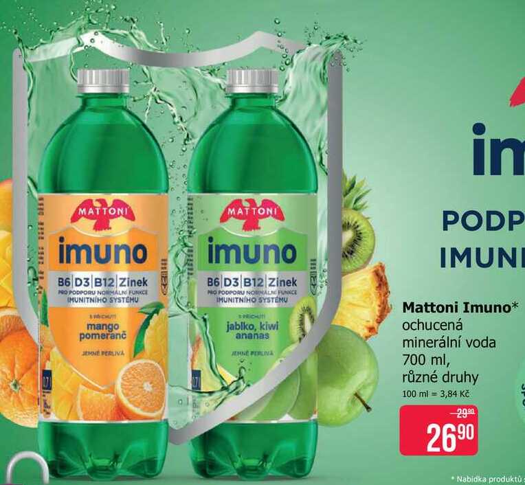 Mattoni Imuno ochucená minerální voda 700 ml, různé druhy 