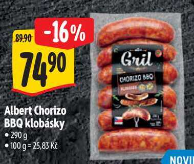 Albert Chorizo BBQ klobásky, 290 g 