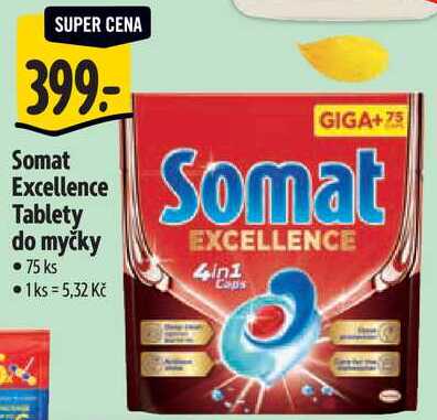 Somat Excellence Tablety do myčky, 75 ks 