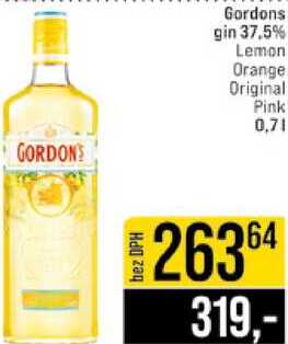 Gordons gin 37.5% Lemon Orange Original Pink 0,7l 